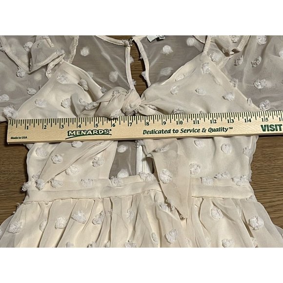 Boho Women Size Small Cream Short Verde‎ Dress Peasant Bohemian Cottagecore - Picture 5 of 12